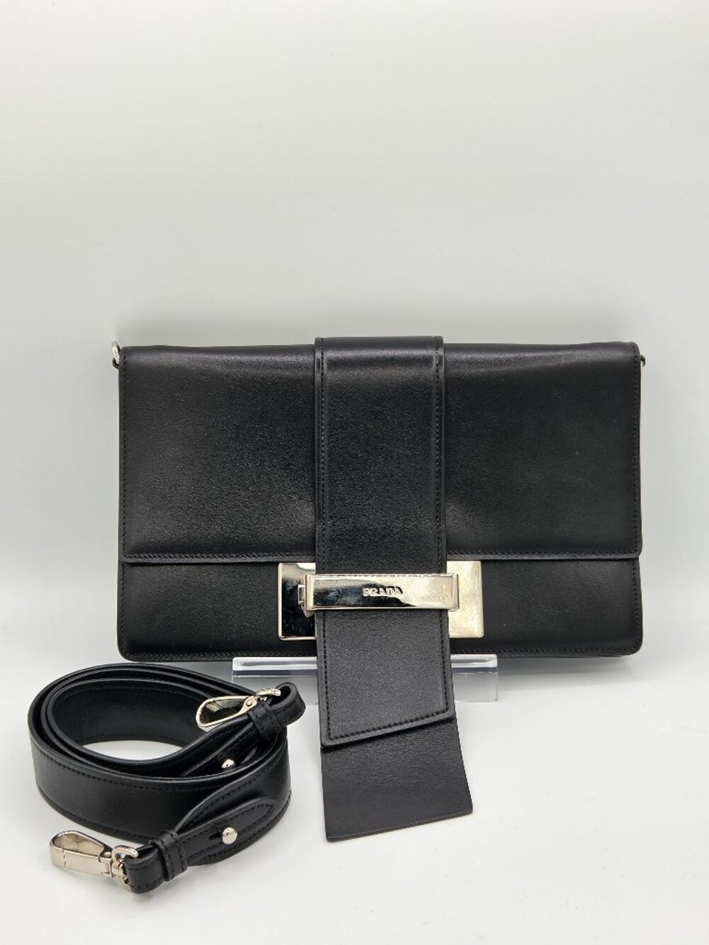 Prada City Calf Ribbon Bag – Nero Black Calfskin | Shoulder Bag